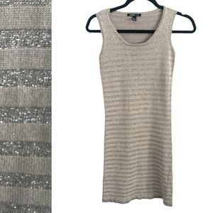 Mango suit striped metallic dress silver XS